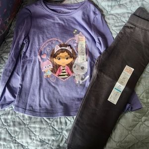NWT 2T Gabby's Dollhouse ls tee & gray cozy leggings